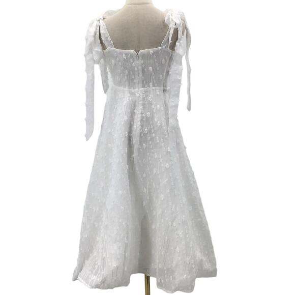 LULU'S SZ M Glamorous Element White Lurex Tie-Strap Bustier Midi Dress NEW B75 - Picture 3 of 9